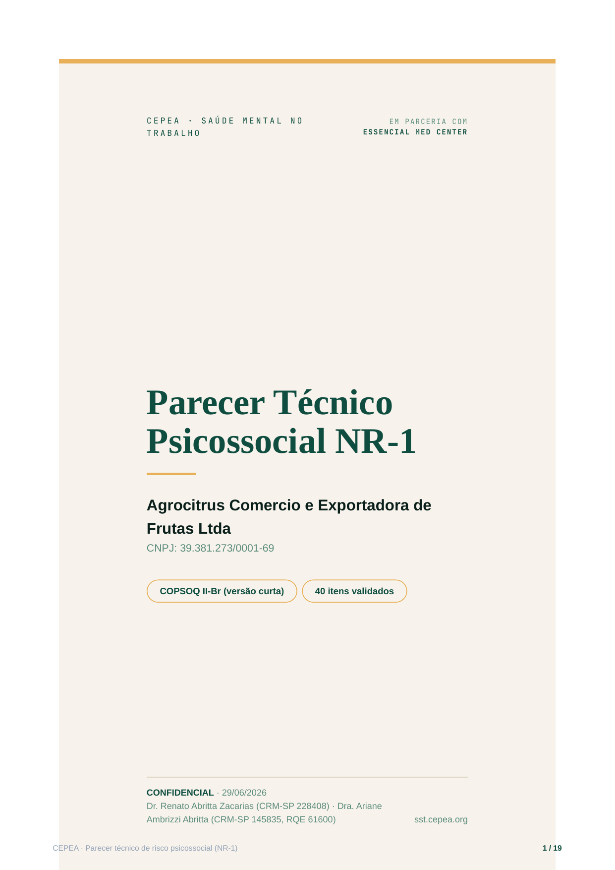 Capa de um parecer real